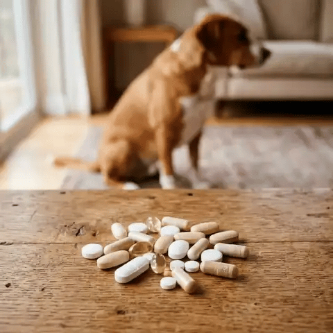 Synthetic pills a dog turns away from