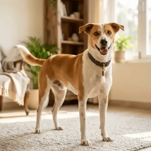 A vibrant healthy dog full of energy